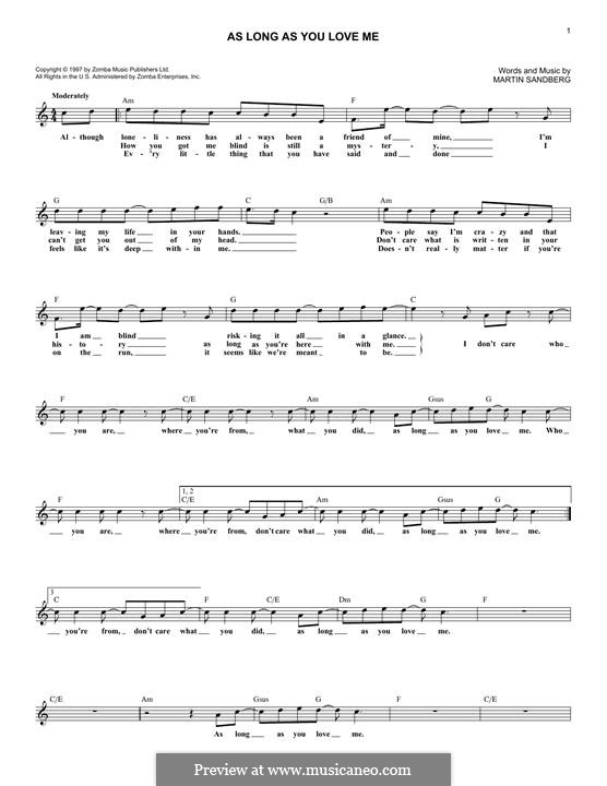 As Long As You Love Me (Backstreet Boys): Melody line by Max Martin