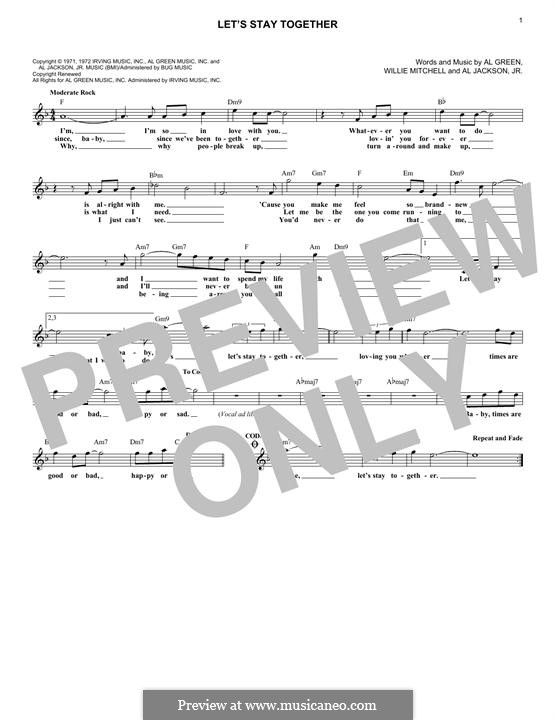 Let's Stay Together: Melody line by Willie Mitchell, Al Jackson Jr.