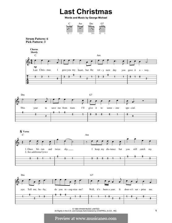 Last Christmas (Wham!): For guitar with tab by George Michael