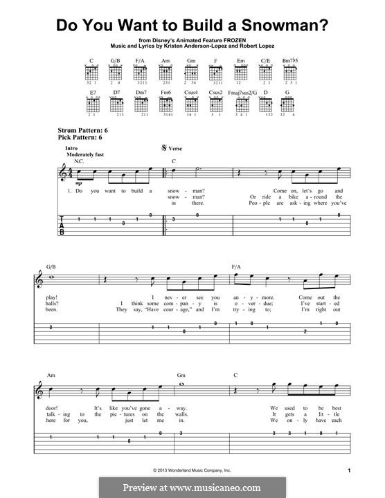 Do You Want to Build a Snowman? (from Frozen): For guitar with tab by Robert Lopez, Kristen Anderson-Lopez