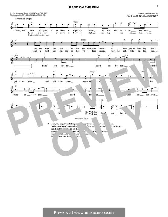 Band on the Run (Wings): Melody line by Linda McCartney, Paul McCartney