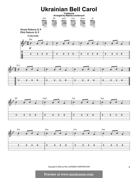 Ukrainian Bell Carol: For guitar with tab by folklore