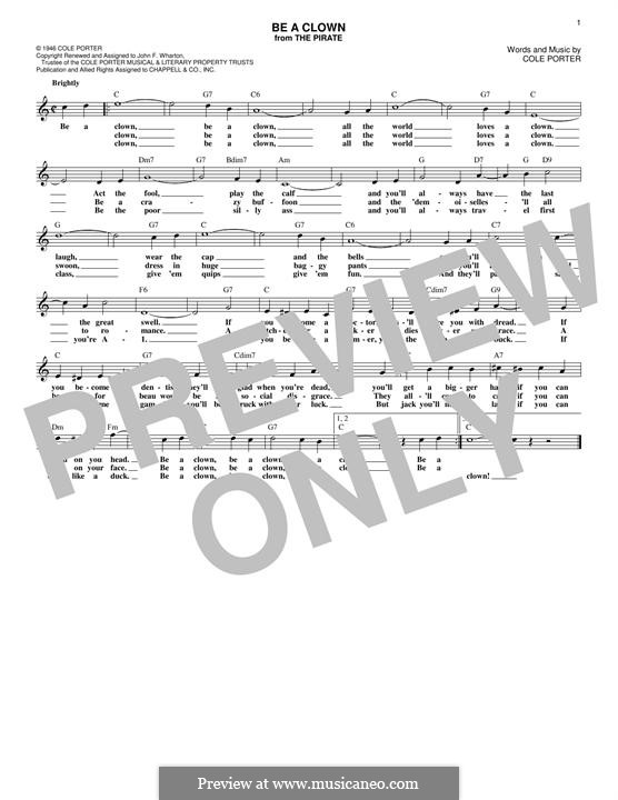 Be a Clown: Melody line by Cole Porter