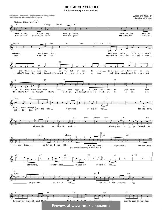 The Time of Your Life by R. Newman sheet music on MusicaNeo