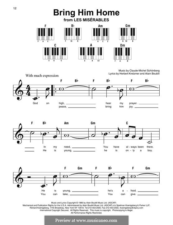 Bring Him Home: Melody line by Claude-Michel Schönberg