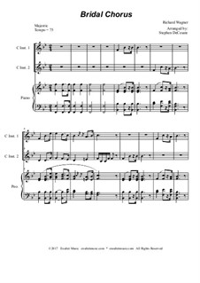 Bridal Chorus: Duet for C-instruments - piano accompaniment by Richard Wagner