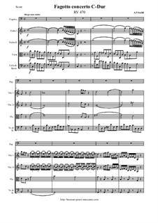 Concerto for Fagotto and Strings in C Major, RV 470: Score and parts by Antonio Vivaldi