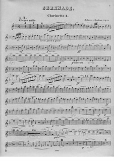Serenade No.1 in D Major, Op.11: Clarinet I part by Johannes Brahms