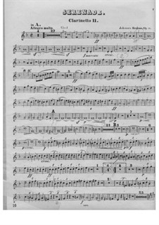 Serenade No.1 in D Major, Op.11: Clarinet II part by Johannes Brahms