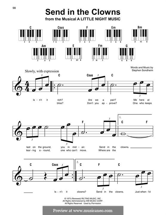 Send in the Clowns (from A Little Night Music): Melody line by Stephen Sondheim