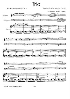 String Sextet No.2 in G Major, Op.36: Movement I. Version for piano trio by Johannes Brahms