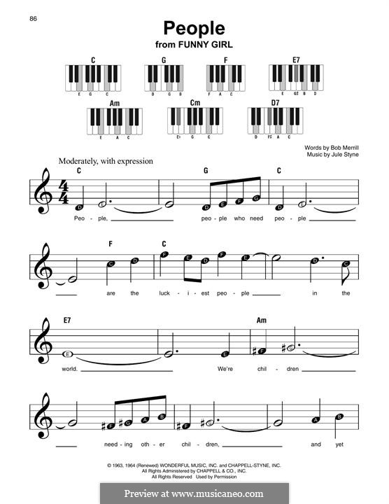 People from Funny Girl (Barbra Streisand): Melody line by Jule Styne
