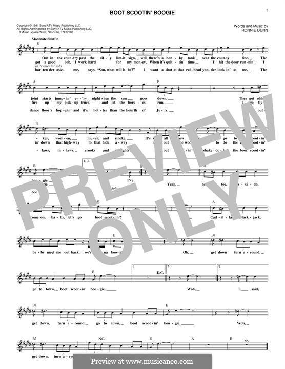 Boot Scootin' Boogie (Brooks & Dunn) by R. Dunn sheet music on MusicaNeo