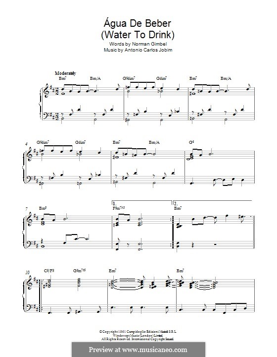 Agua de Beber (Water To Drink): For piano by Antonio Carlos Jobim