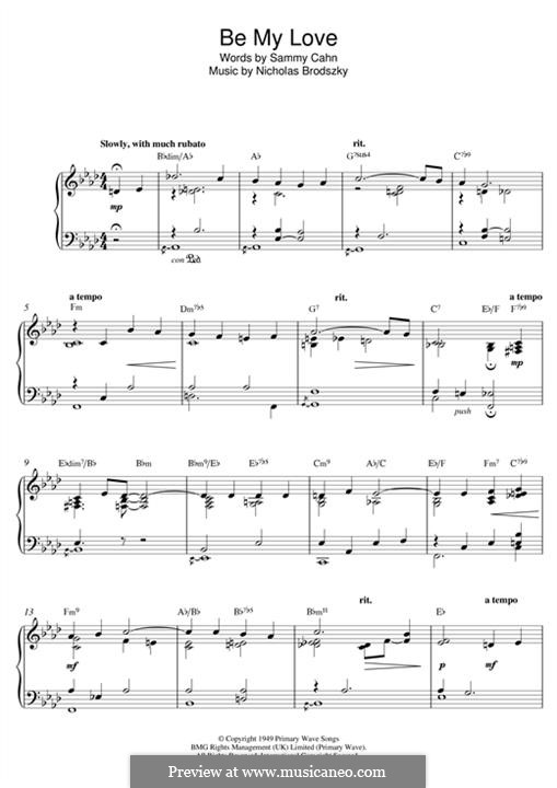 Be My Love (from 'The Toast of New Orleans'): For piano by Nicholas Brodszky