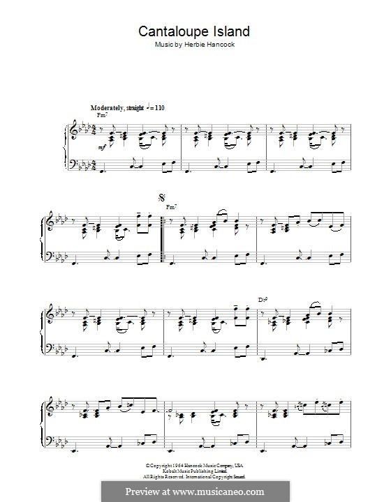 Cantaloupe Island: For piano by Herbie Hancock