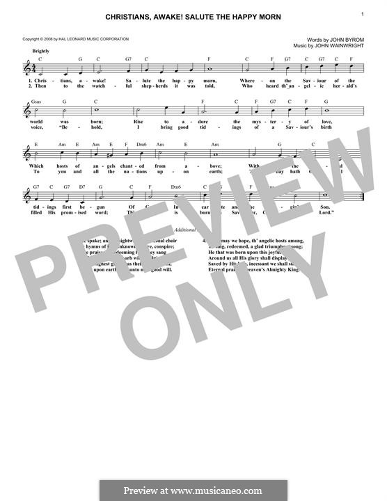 Christians, Awake! Salute the Happy Morn by J. Wainwright on MusicaNeo