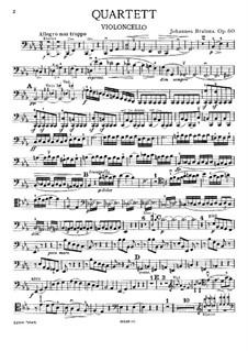 Piano Quartet No.3 in C Minor, Op.60: Cello parts by Johannes Brahms