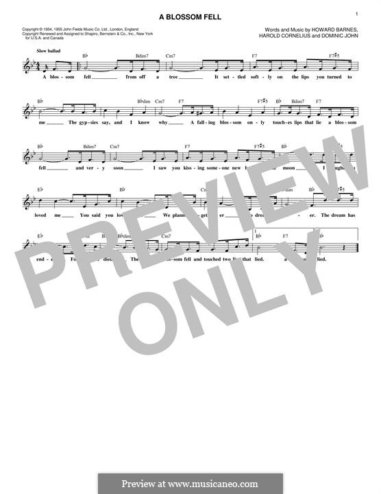 A Blossom Fell: Melody line by Dominic John, Harold Cornelius, Howard Barnes