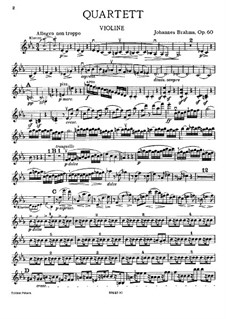 Piano Quartet No.3 in C Minor, Op.60: Violin part by Johannes Brahms