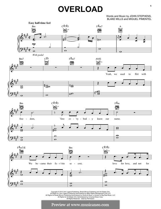 Overload (John Legend): For voice and piano (or guitar) by John Stephens, Miguel Pimentel, Blake Mills