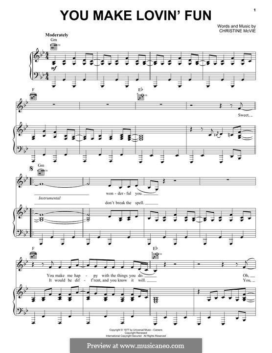 You Make Loving Fun (Fleetwood Mac): For voice and piano (or guitar) by Christine McVie