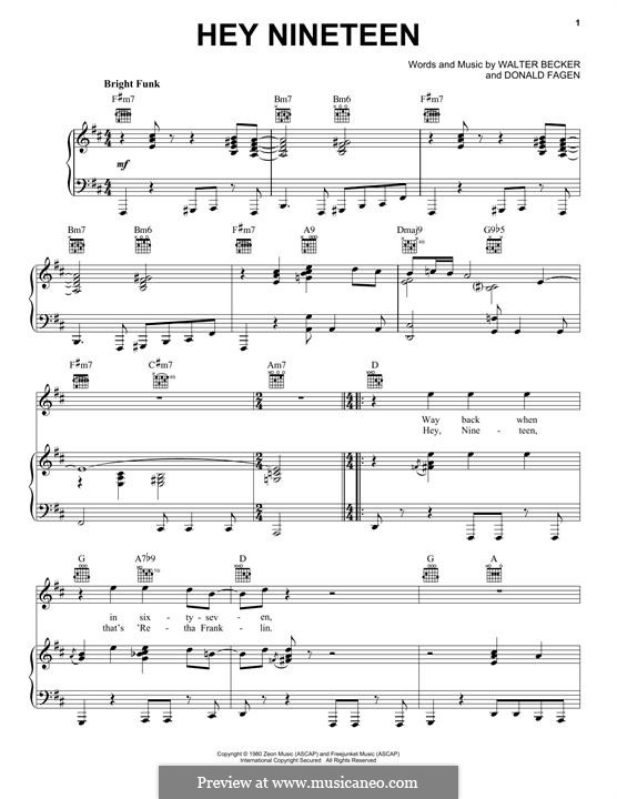 Hey (Steely Dan) by D. Fagen, W. Becker sheet music on MusicaNeo