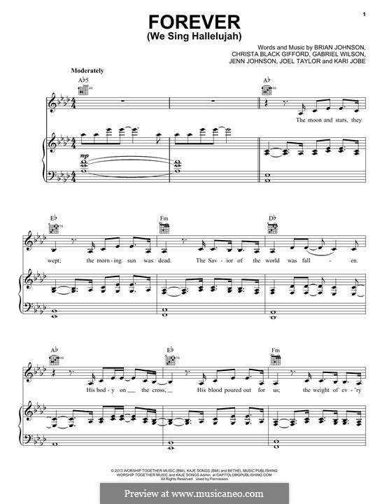 Forever (We Sing Hallelujah): For voice and piano (or guitar) by Brian Johnson, Kari Jobe, Christa Black Gifford, Gabriel Wilson, Jenn Johnson, Joel Taylor