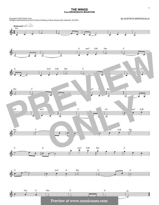 The Wings (from Brokeback Mountain): Melody line by Gustavo Santaolalla