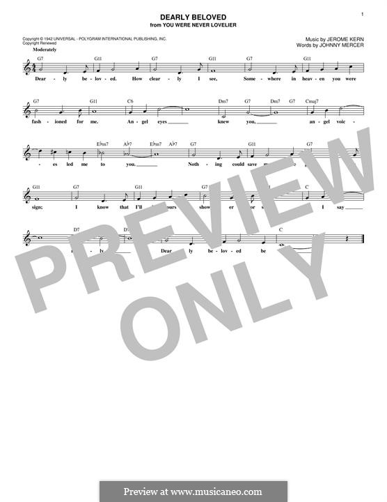 Dearly Beloved: Melody line by Jerome Kern