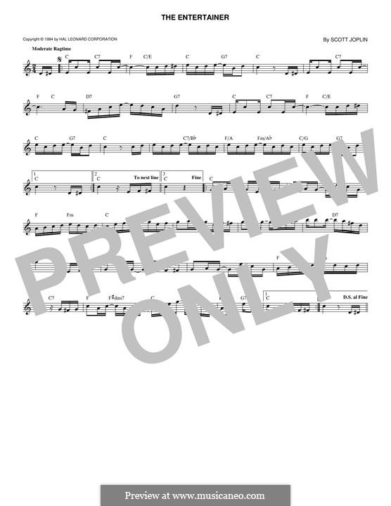 The Entertainer: Melody line by Scott Joplin