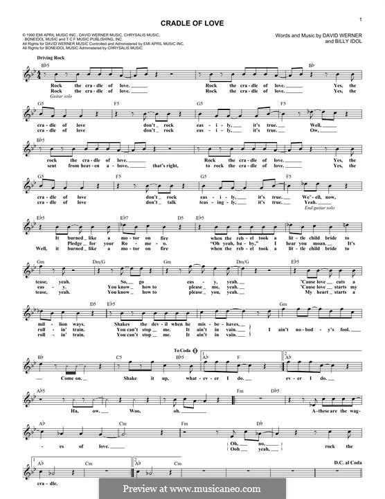 Cradle of Love (Billy Idol): Melody line by David Werner