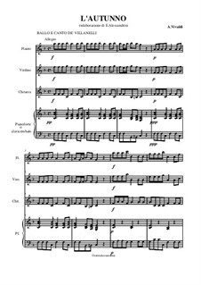 Violin Concerto No.3 in F Major 'L'autunno', RV 293: Movement I, for flute, violin, guitar and piano by Antonio Vivaldi