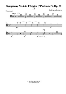 Movement IV. Thunderstorm, Storm: Trombone in Tenor Clef 1 (transposed part) by Ludwig van Beethoven