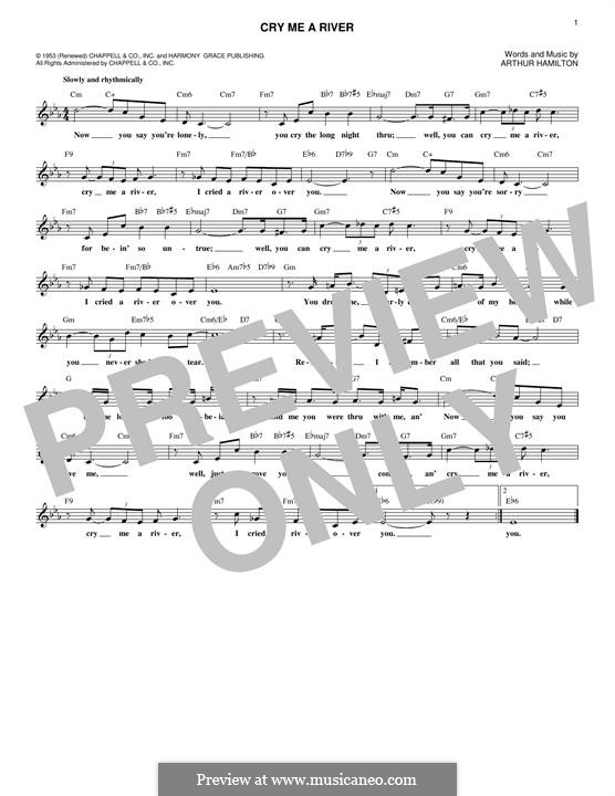 Cry Me a River: Melody line by Arthur Hamilton