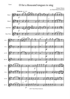 7 Songs of Glory for flute quartet (2 C flutes, alto flute, bass flute): O for a thousand tongues to sing by Robert Lowry, William Howard Doane, Charles Wesley, Jr., William Batchelder Bradbury, Charles Hutchinson Gabriel, Edwin Othello Excell, D. B. Towner