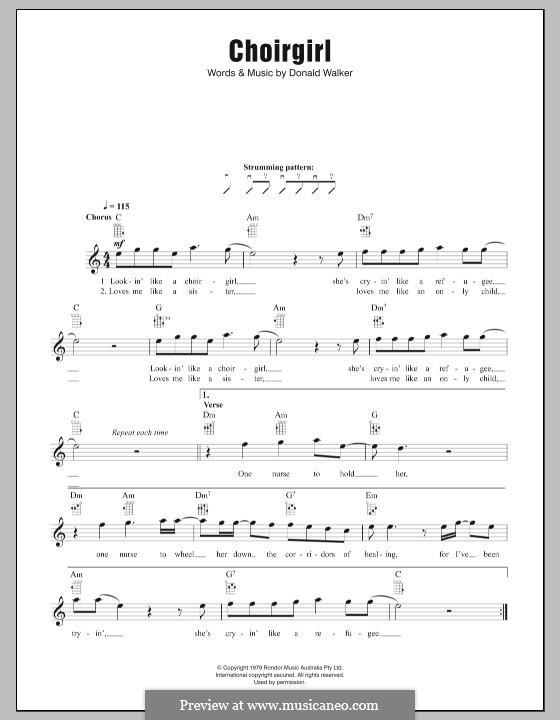 Choir Girl (Cold Chisel) by D. Walker sheet music on MusicaNeo