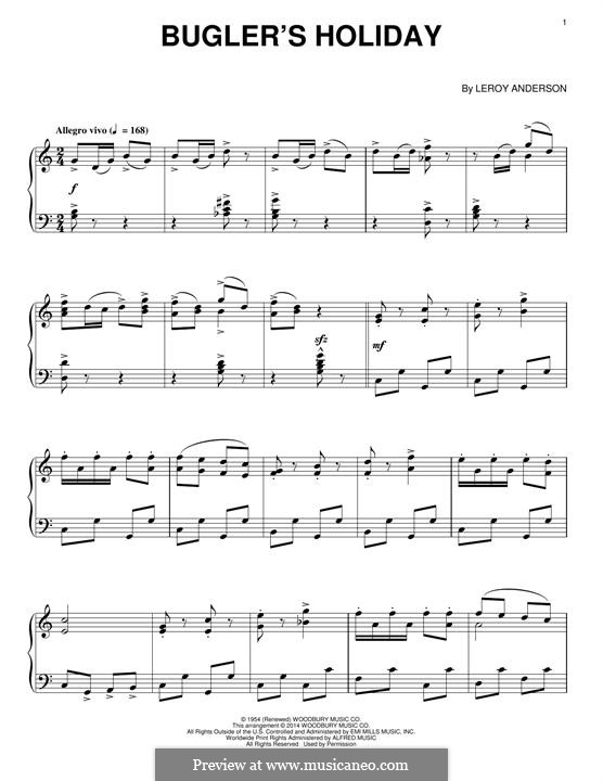 Bugler's Holiday: For piano by Leroy Anderson