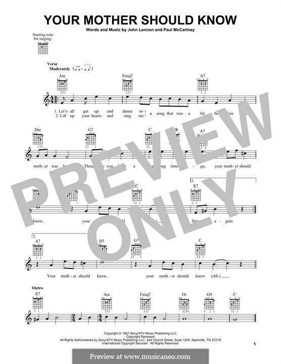Your Mother Should Know (The Beatles): For guitar with tab by John Lennon, Paul McCartney