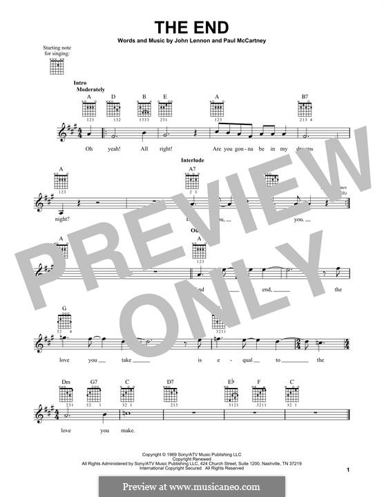 The End (The Beatles): For guitar with tab by John Lennon, Paul McCartney