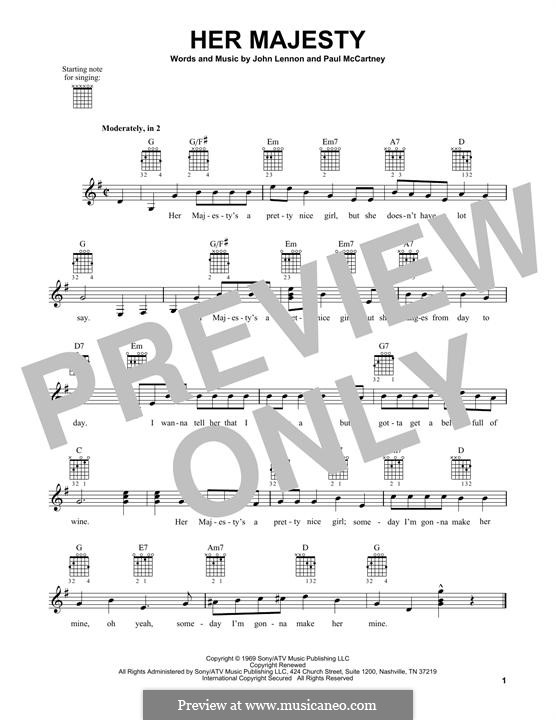 Her Majesty (The Beatles): For guitar with tab by John Lennon, Paul McCartn...