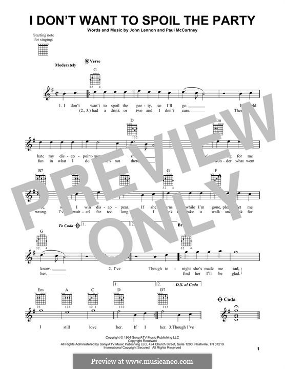 I Don't Want To Spoil the Party (The Beatles): For guitar with tab by John Lennon, Paul McCartney