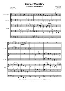 Prince of Denmark's March (Trumpet Voluntary): For saxophone quartet - organ accompaniment by Jeremiah Clarke