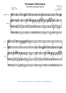 Prince of Denmark's March (Trumpet Voluntary): Duet for soprano and tenor saxophone - organ accompaniment by Jeremiah Clarke