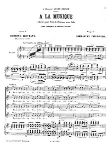 À la musique: Piano-vocal score by Emmanuel Chabrier