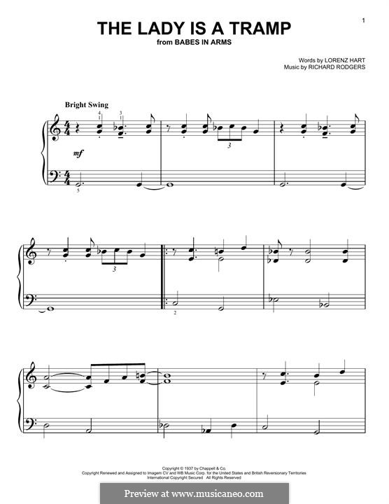 The Lady is a Tramp (Frank Sinatra): For piano by Richard Rodgers