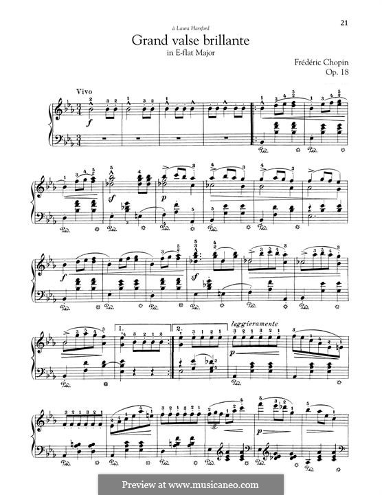 Grand Brilliant Waltz in E Flat Major, Op.18: For piano by Frédéric Chopin