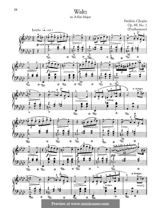 Waltzes, Op. posth.69: No.1 in A Flat Major by Frédéric Chopin