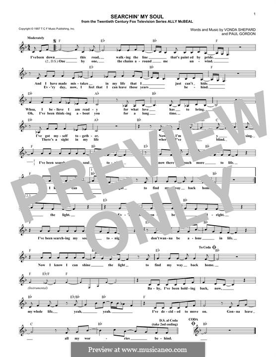 Searchin' My Soul (theme from Ally McBeal): Melody line by Paul Gordon, Vonda Shepard