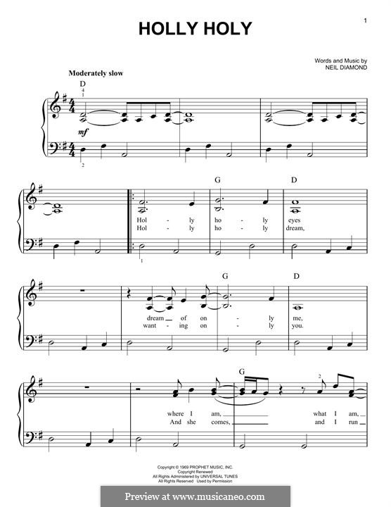 Holly Holy by N. Diamond sheet music on MusicaNeo